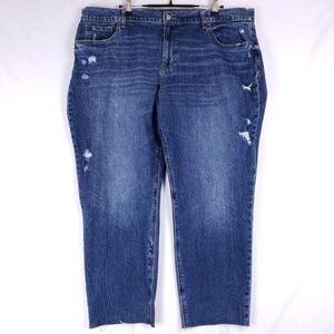 Old Navy Boyfriend Jeans Womens 39x25 Capri Raw‎ Hem Slim Fit Stretch Distressed